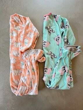 Carter’s Set of 2 Cozy Footie Kids Plush Pajamas - Pink & Mint Size 4T